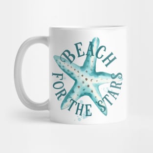 Starfish Pun Beach For the Stars Aqua Mug